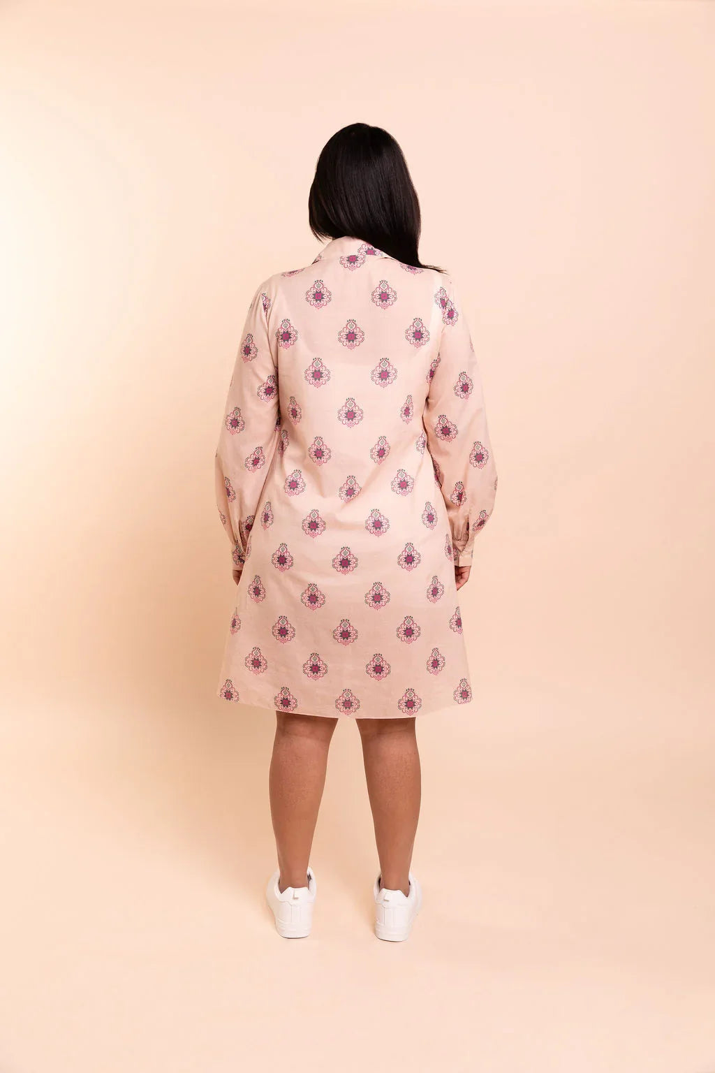 RANI - Peachy Pink Floral Shirt Dress