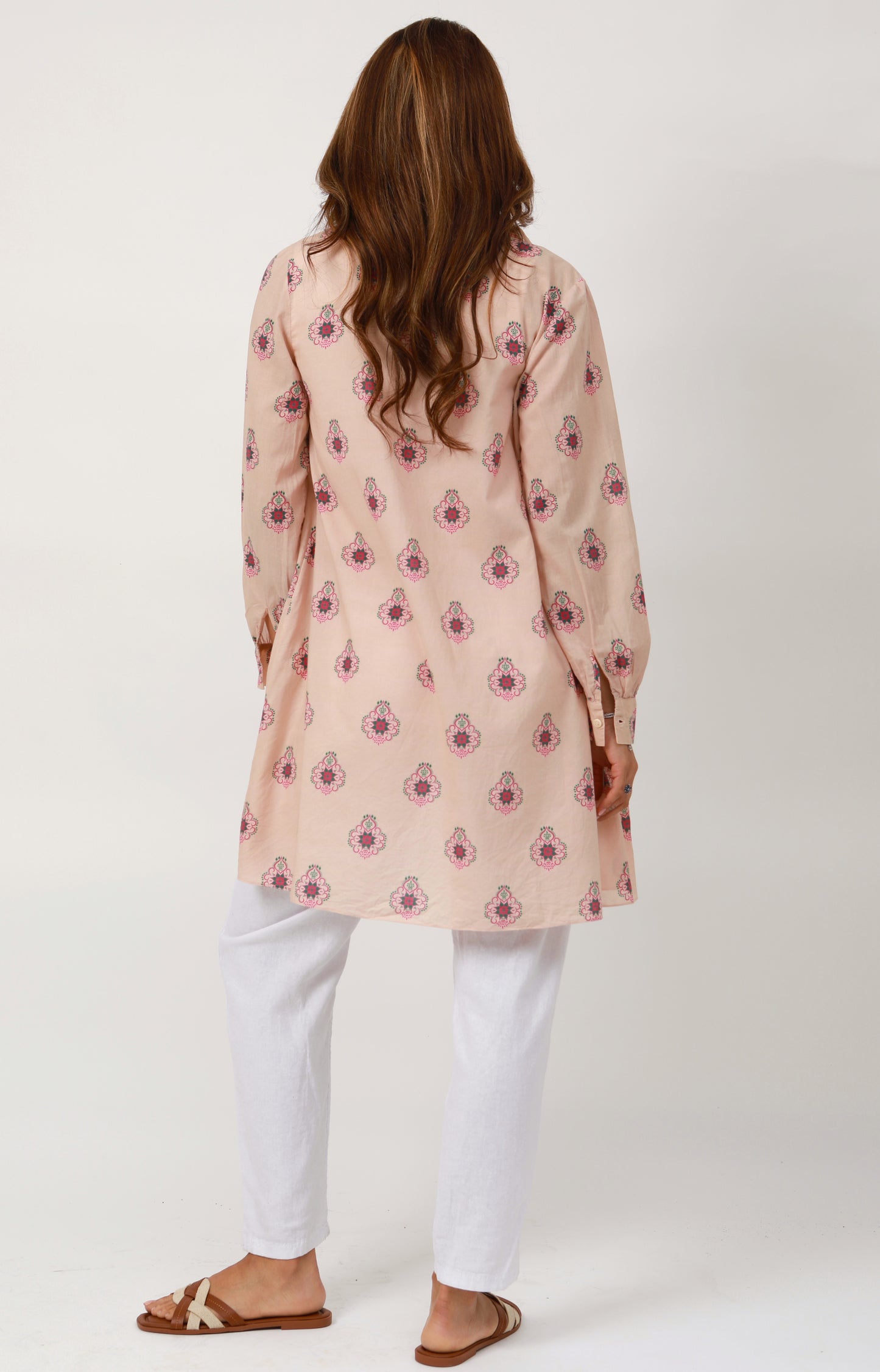 RANI - Peachy Pink Floral Shirt Dress